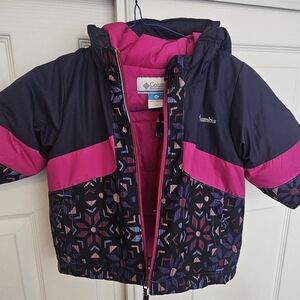 Columbia Pink and Blue Puffer Jacket with Bold Contrast